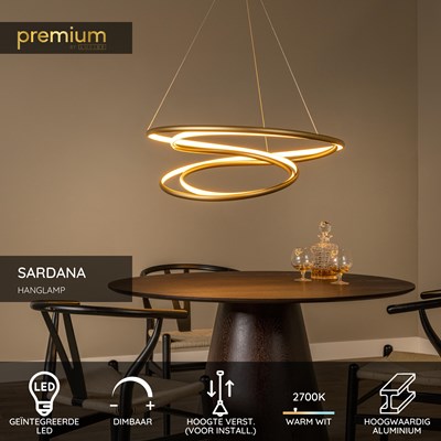 Lucide SARDANA - Hanglamp - Ø 80 cm - LED Dimb. - 1x74W 2700K - Mat Goud / Messing | Premium